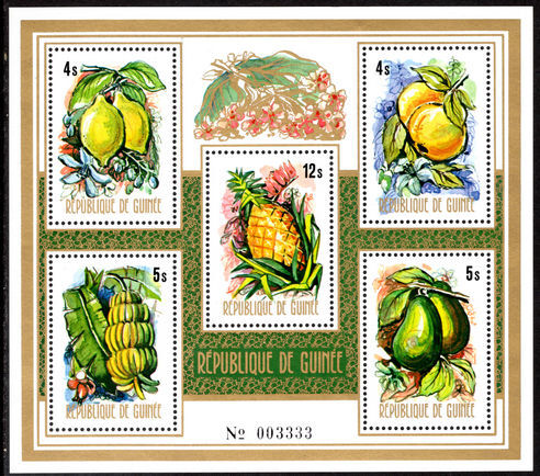 Guinea 1974 Fruits souvenir sheet unmounted mint.