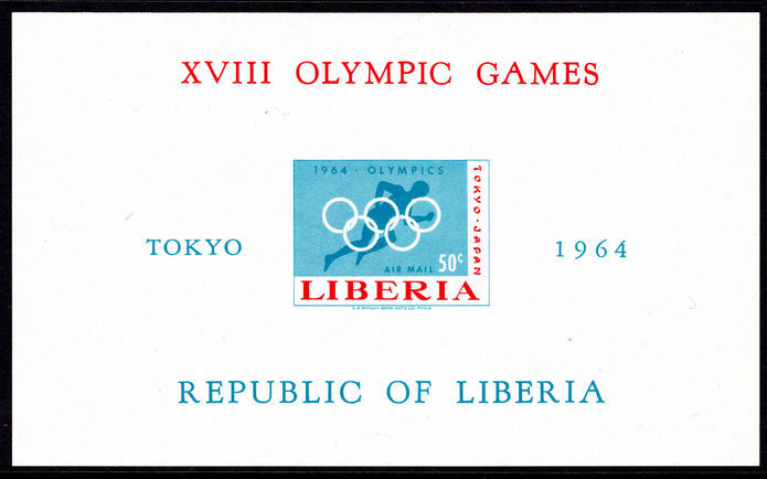 Liberia 1964 Olympics imperf souvenir sheet unmounted mint.