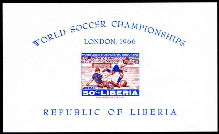 Liberia 1966 World Cup Football imperf souvenir sheet unmounted mint.