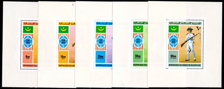 Mauritania 1976 American Revolution perf souvenir sheet set unmounted mint.
