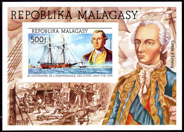 Malagasy 1975 American Revolution souvenir sheet unmounted mint.