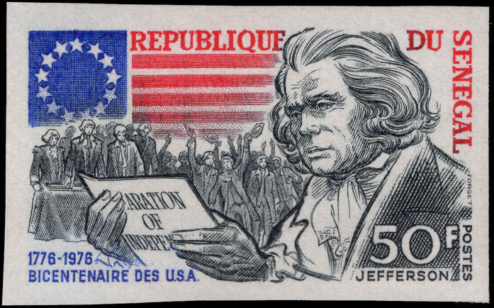 Senegal 1976 American Revolution 2nd issue imperf unmounted mint.
