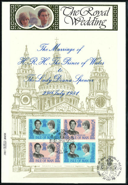 Isle of Man 1981 Royal Wedding souvenir sheet first day cover.