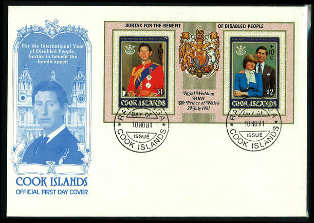 Cook Islands 1981 Year of the Disabled person souvenir sheet first day cover.