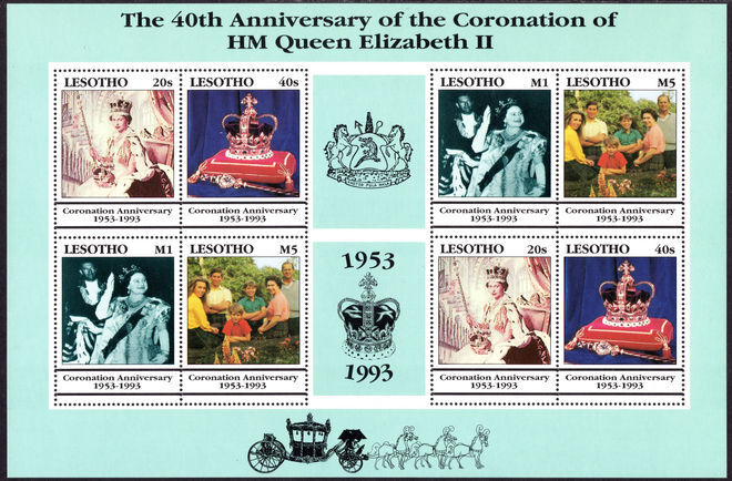 Lesotho 1993 Coronation Anniversary sheetlet unmounted mint.