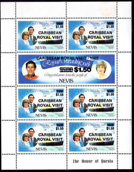 Nevis 1985 Royal Visit $1.50 sheetlet unmounted mint.