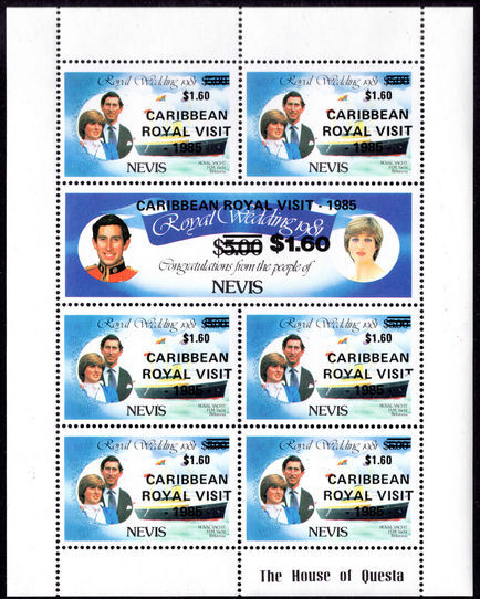 Nevis 1985 Royal Visit $1.60 sheetlet unmounted mint.