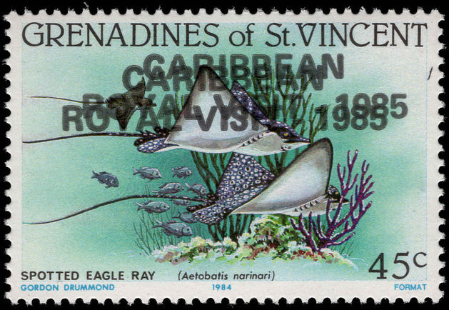 St Vincent Grenadines 1985 45c Royal Visit double overprint unmounted mint.