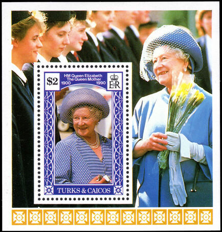 Turks & Caicos Islands 1991 90th Birthday of Queen Elizabeth the Queen Mother souvenir sheet unmounted mint.