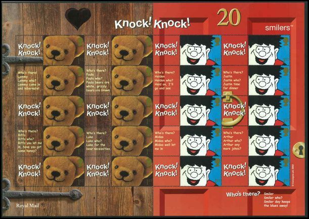 2002 Knock Knock Smilers Sheet unmounted mint. 