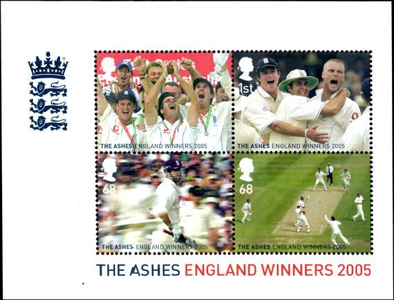 2005 Cricket Ashes souvenir sheet unmounted mint.
