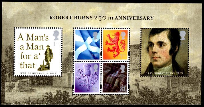 Scotland 2009 250th Birth Anniversary of Robert Burns (Scottish poet) souvenir sheet unmounted mint.