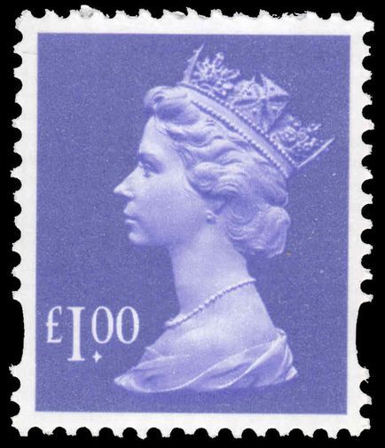 Y1743 £1 bluish violet 2 bands elliptical hole photogravure unmounted mint.