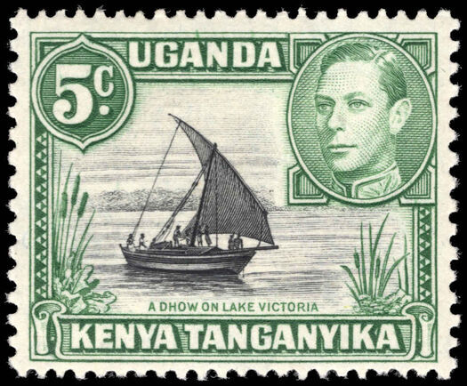 Kenya Uganda & Tanganyika 1938-54 5c black & green lightly mounted mint.