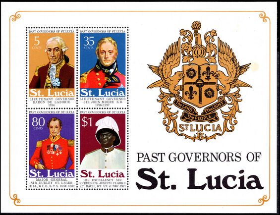 St Lucia 1974 Past Governors of Saint Lucia souvenir sheet unmounted mint.
