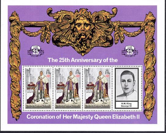 Turks & Caicos Islands 1978 25th Anniversary of Coronation souvenir sheet unmounted mint.