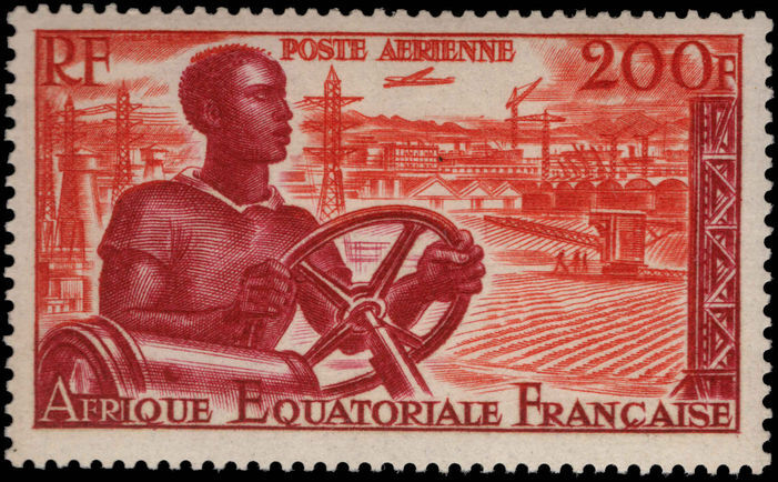French Equatorial Africa 1953-55 200f Native Driver unmounted mint.