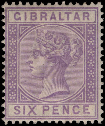 Gibraltar 1886-87 6d lilac lightly mounted mint.