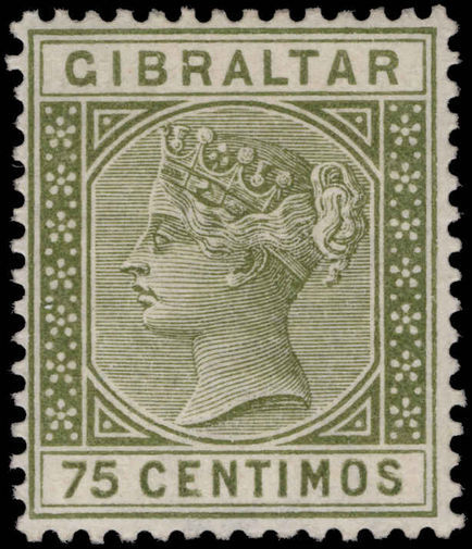 Gibraltar 1889-96 75c olive-green lightly mounted mint.