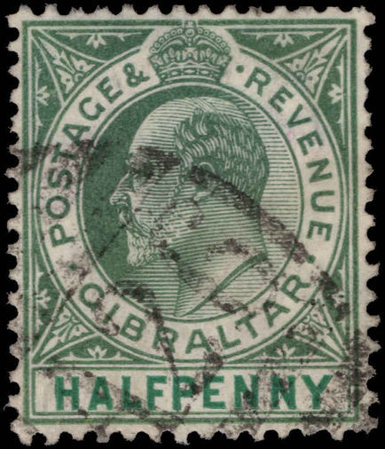 Gibraltar 1904-08 ½d green chalky paper Mult Crown CA fine used.