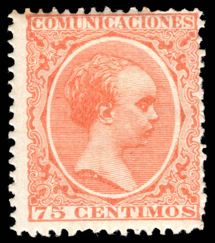 Spain 1889 75c orange (small tone mark) fine lightly mounted mint.