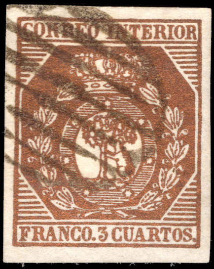 Spain 1853 3c bronze Madrid local fine used.