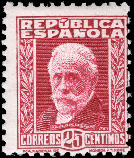 Spain 1931-38 25c deep lake perf 11½ without control figures lightly mounted mint.