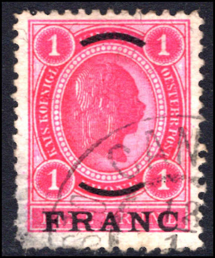Post Office in Turkey 1903-04 1f bright rose fine used but with thin.