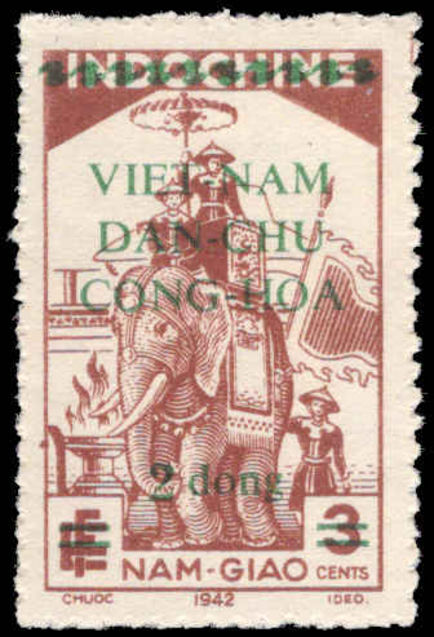 Vietnam 1945-46 2d on 3c brown lightly mounted mint.