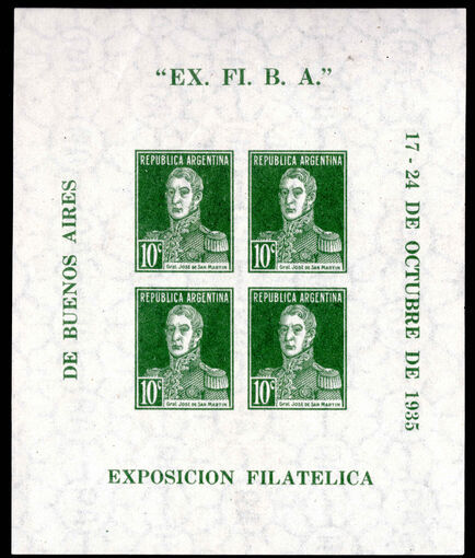 Argentina 1935 Philatelic Exhibition Buenos Aires souvenir sheet lightly mounted mint.