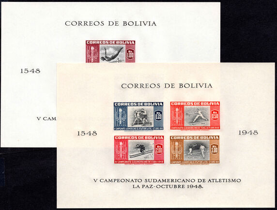 Bolivia 1951 Sports Postage imperf souvenir sheet unmounted mint.