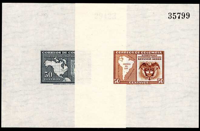 Colombia 1948 Pan-American Congress souvenir sheet set unmounted mint.