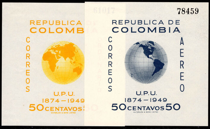 Colombia 1950 UPU souvenir sheet set lightly mounted mint.