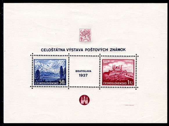 Czechoslovakia 1937 Philatelic Exhibition souvenir sheet unmounted mint.