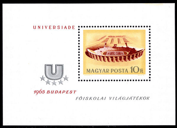 Hungary 1965 University Games perf souvenir sheet unmounted mint.