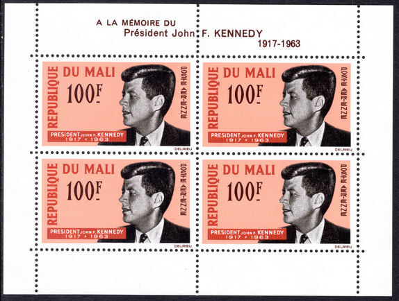 Mali 1963 Kennedy souvenir sheet unmounted mint.