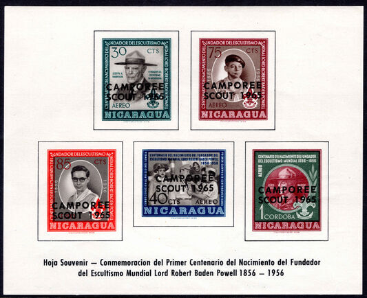 Nicaragua 1965 Scout Jamboree souvenir sheet unmounted mint.