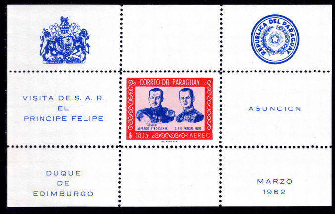 Paraguay 1962 Duke of Edinburgh souvenir sheet unmounted mint.