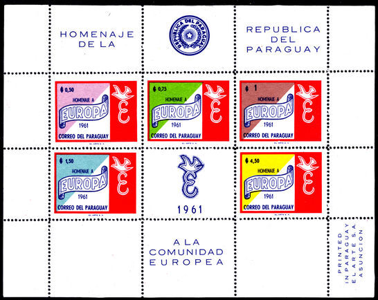 Paraguay 1961 Europa perf souvenir sheet unmounted mint. (wrinkled).