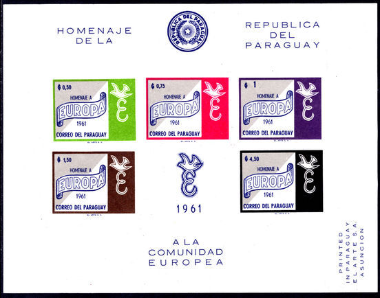 Paraguay 1961 Europa imperf souvenir sheet unmounted mint. (wrinkled).