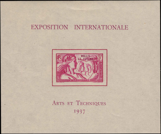 Wallis and Futuna 1937 International Exhibition souvenir sheet lightly mounted mint.