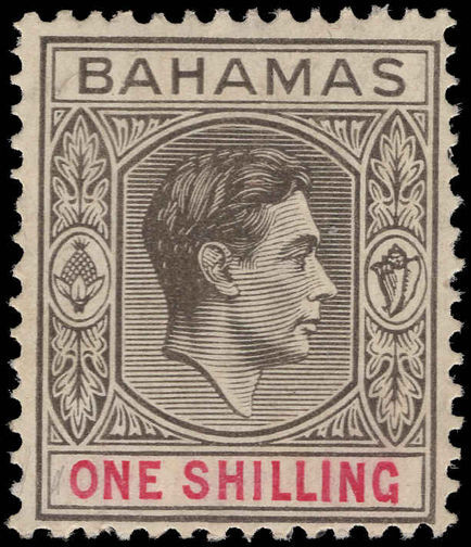 Bahamas 1938-52 1s pale brownish-grey and crimsom chalky paper lightly mounted mint.