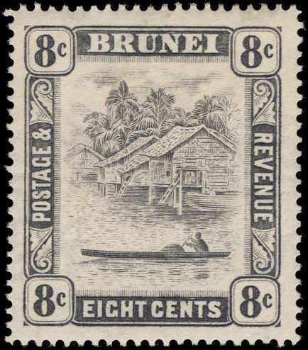 Brunei 1924-37 8c grey-black lightly mounted mint.