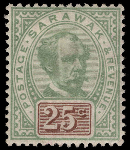 Sarawak 1888-97 25c green and brown mounted mint.