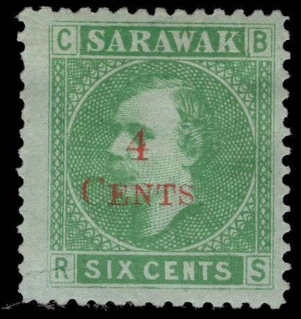 Sarawak 1899 4c on 6c provisional fine unused no gum (small closed tear).