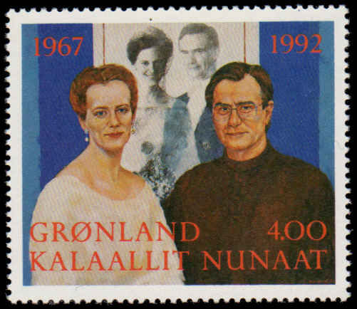 Greenland 1992 Silver Wedding unmounted mint.