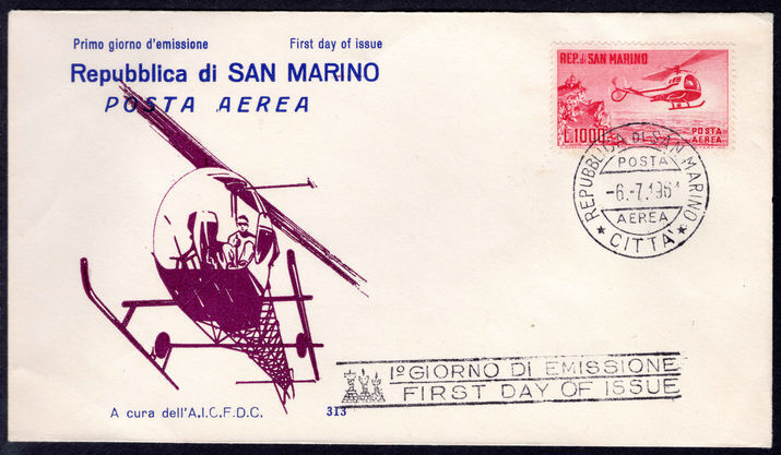 San Marino 1961 Helicopter fine first day cover.