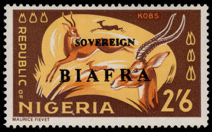Biafra 1968 2s6d Kobs red overprint omitted unmounted mint.