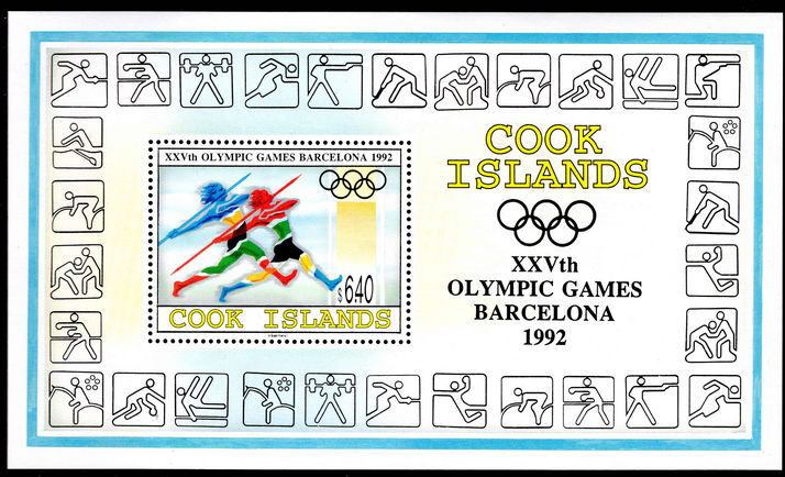 Cook Islands 1992 Olympics souvenir sheet unmounted mint.
