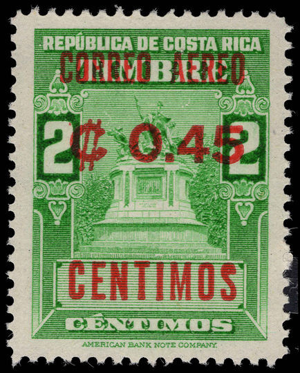 Costa Rica 1962 45c on 2c unmounted mint.